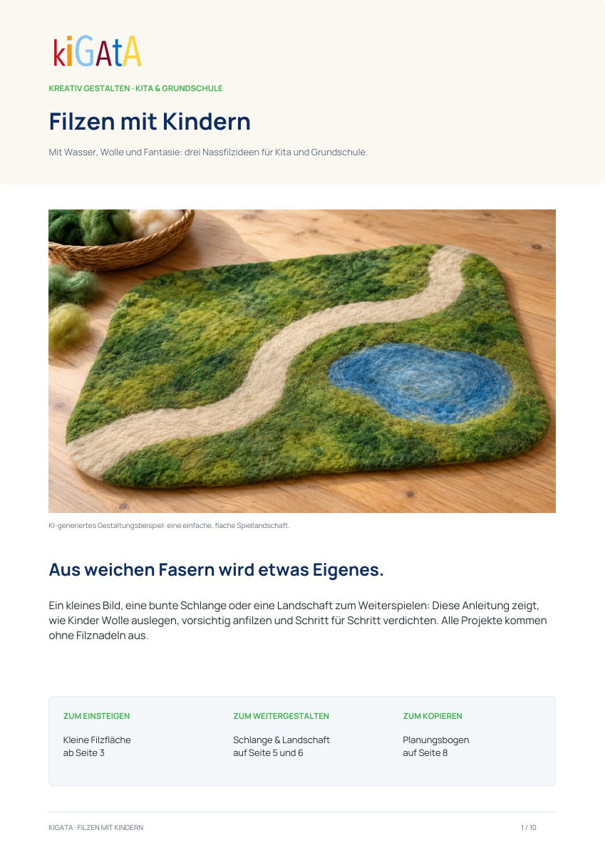 PDF-Vorschau zu Filzen mit Kindern: Einfache Anleitung & kreative Ideen