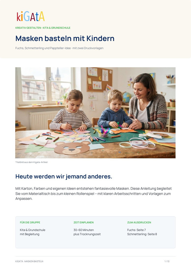 PDF-Vorschau zu Masken basteln mit Kindern: Kreative Ideen & Vorlagen