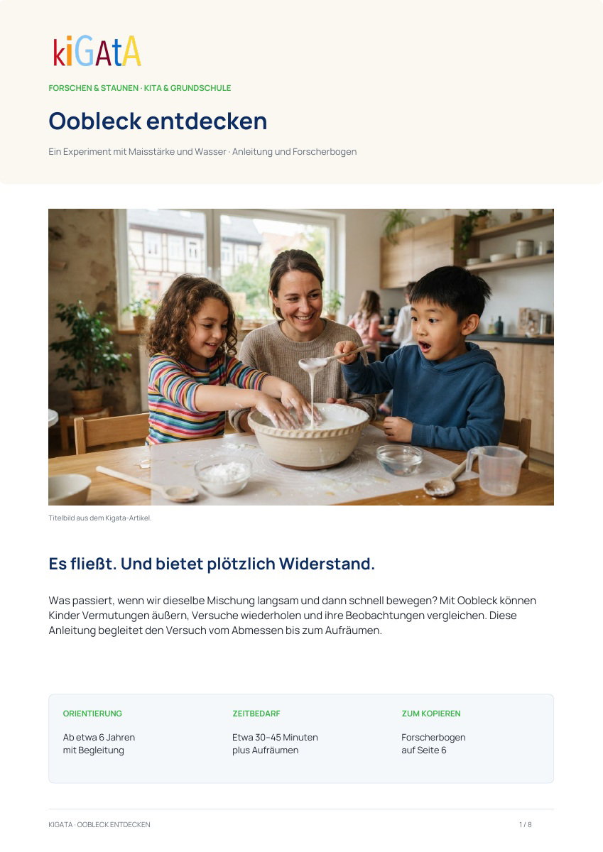 PDF-Vorschau zu Oobleck-Experiment: Einfache Anleitung & Lerneffekt für Kinder