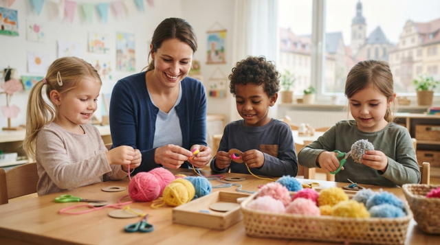 Pompons basteln mit Kindern: Einfache Anleitung für Kita & Kindergarten